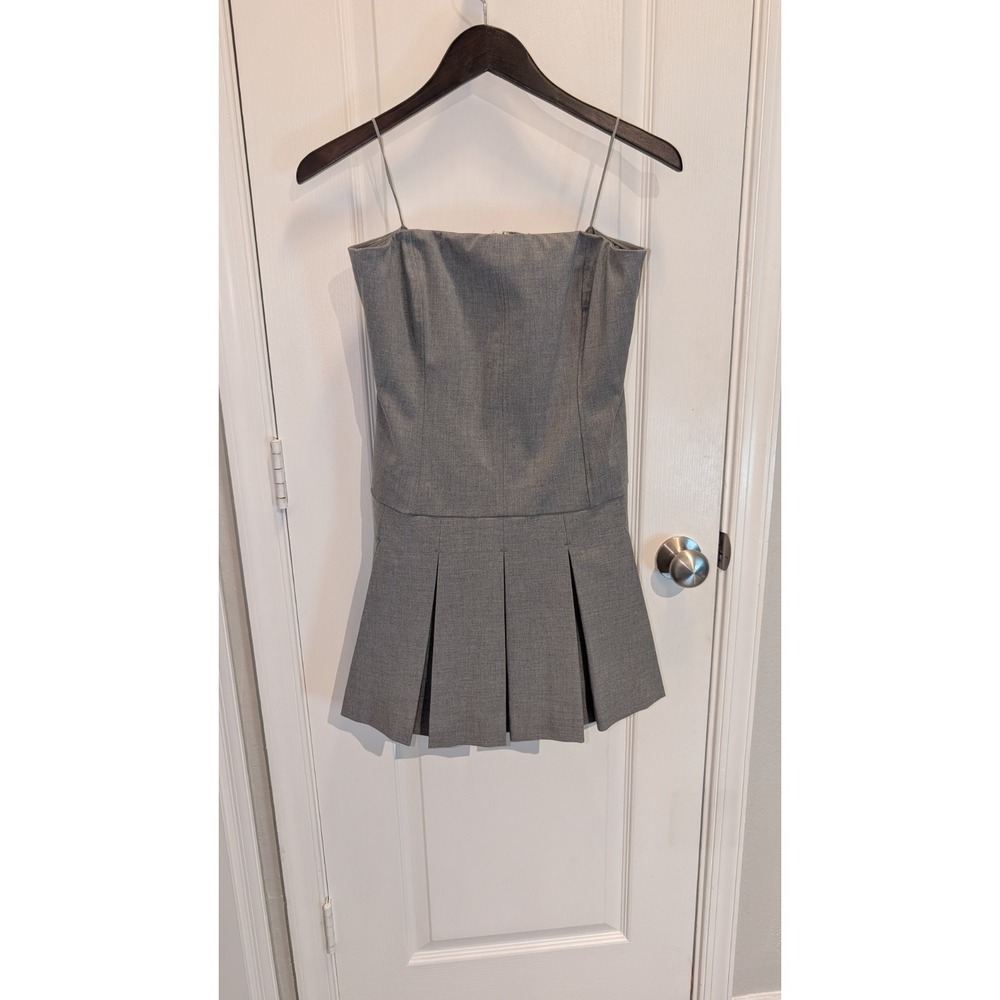 NWT Christianโ Lacroix lined gray strapless pleated schoolgirl mini dress Size 8